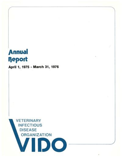 VIDO's annual report cover 1975-76