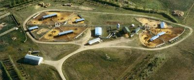 arial photo of a farm yard